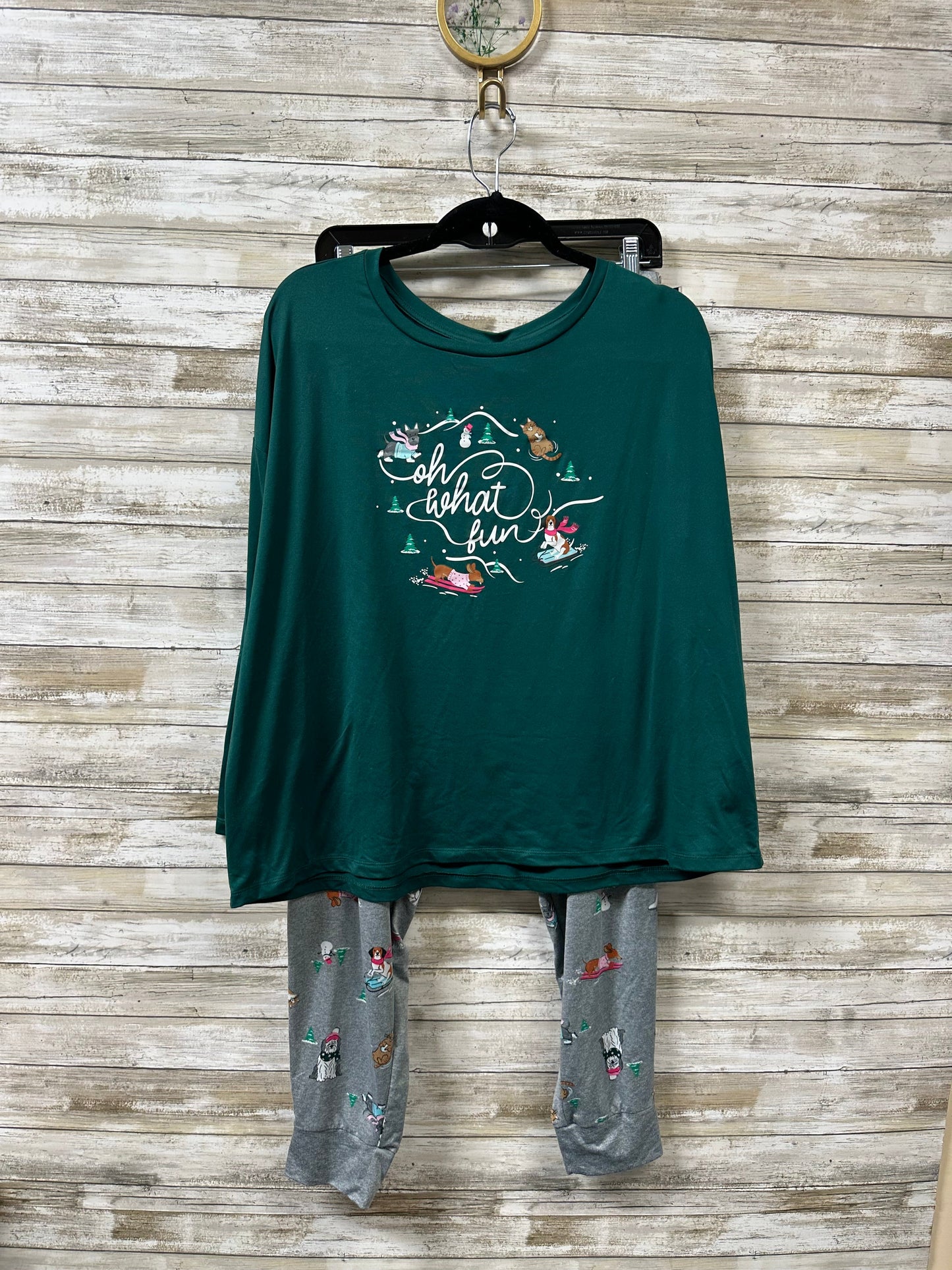 Pajamas 2Pc By Joyspun In Green & Grey, Size:Xl