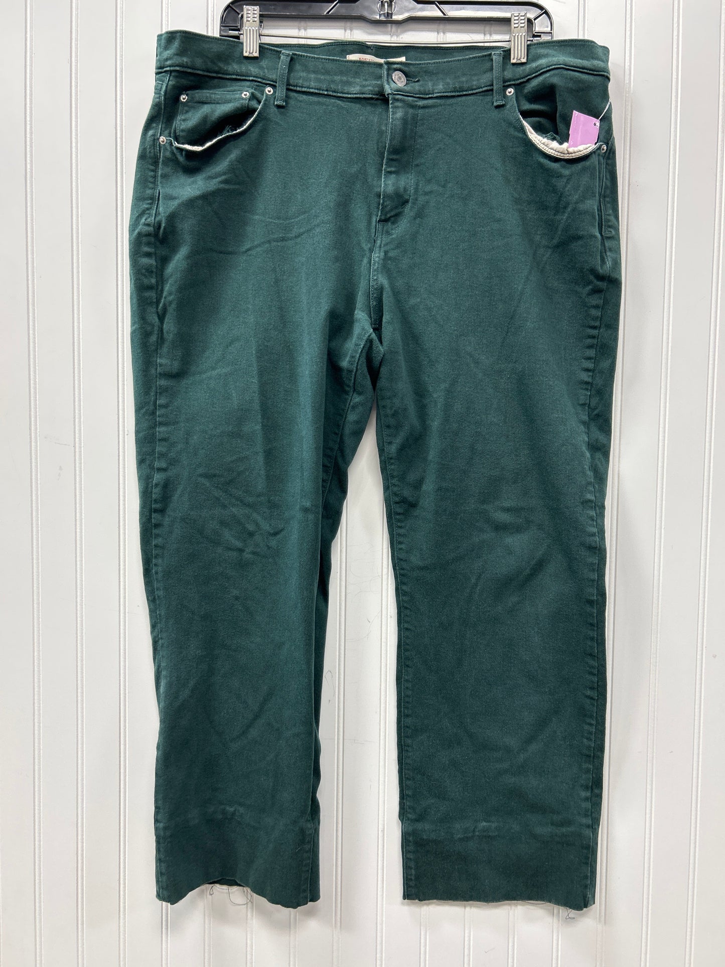 Jeans Straight By Levis In Green Denim, Size:14