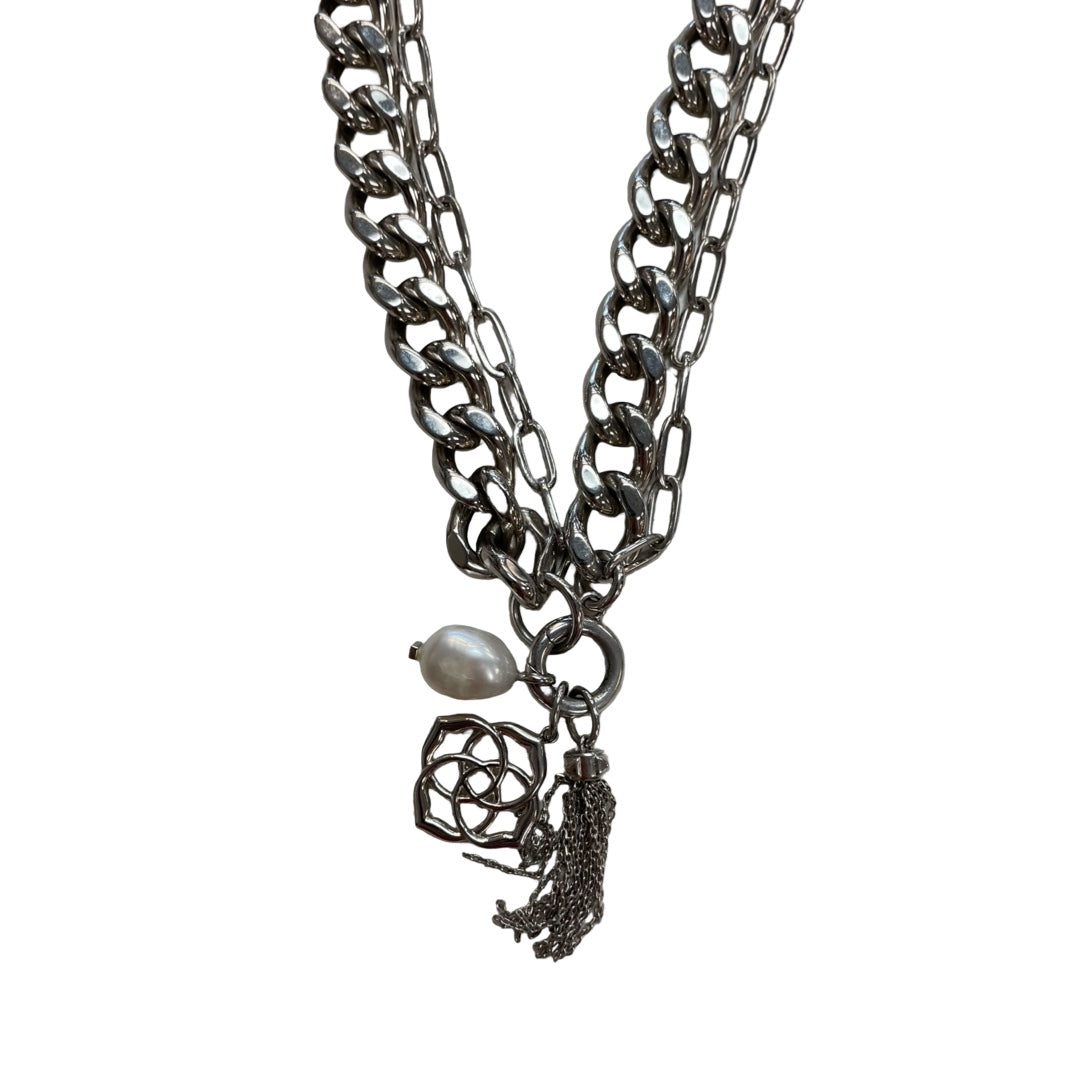 Necklace Designer By Kendra Scott In Silver