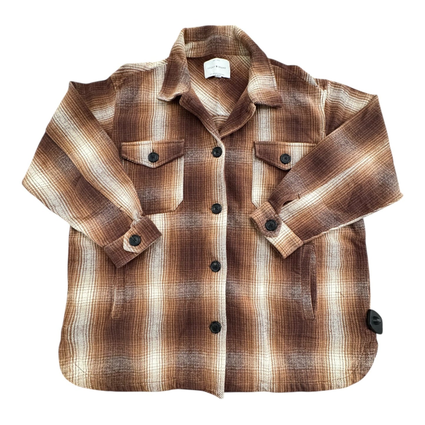 Jacket Shirt By Lucky Brand In Brown, Size:L