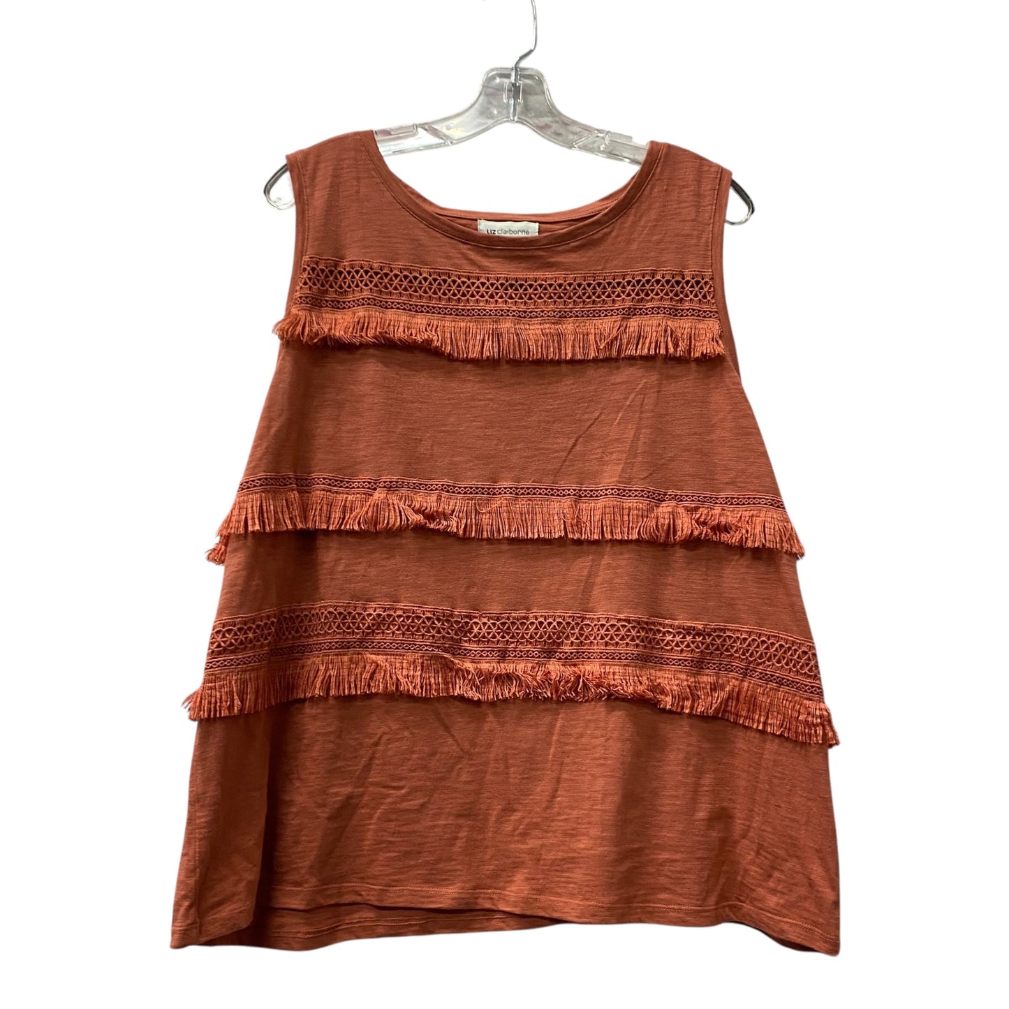 Top Sleeveless By Liz Claiborne In Orange, Size:1X