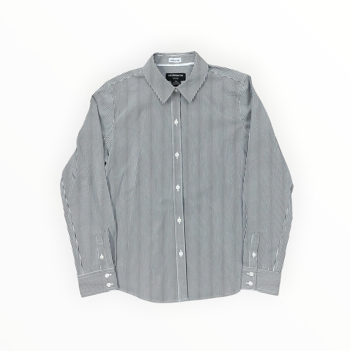 Blouse Ls By Liz Claiborne In Grey & White, Size:Mp