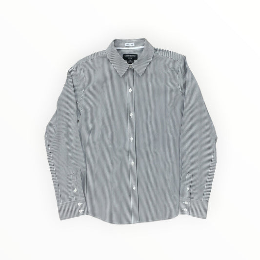 Blouse Ls By Liz Claiborne In Grey & White, Size:Mp