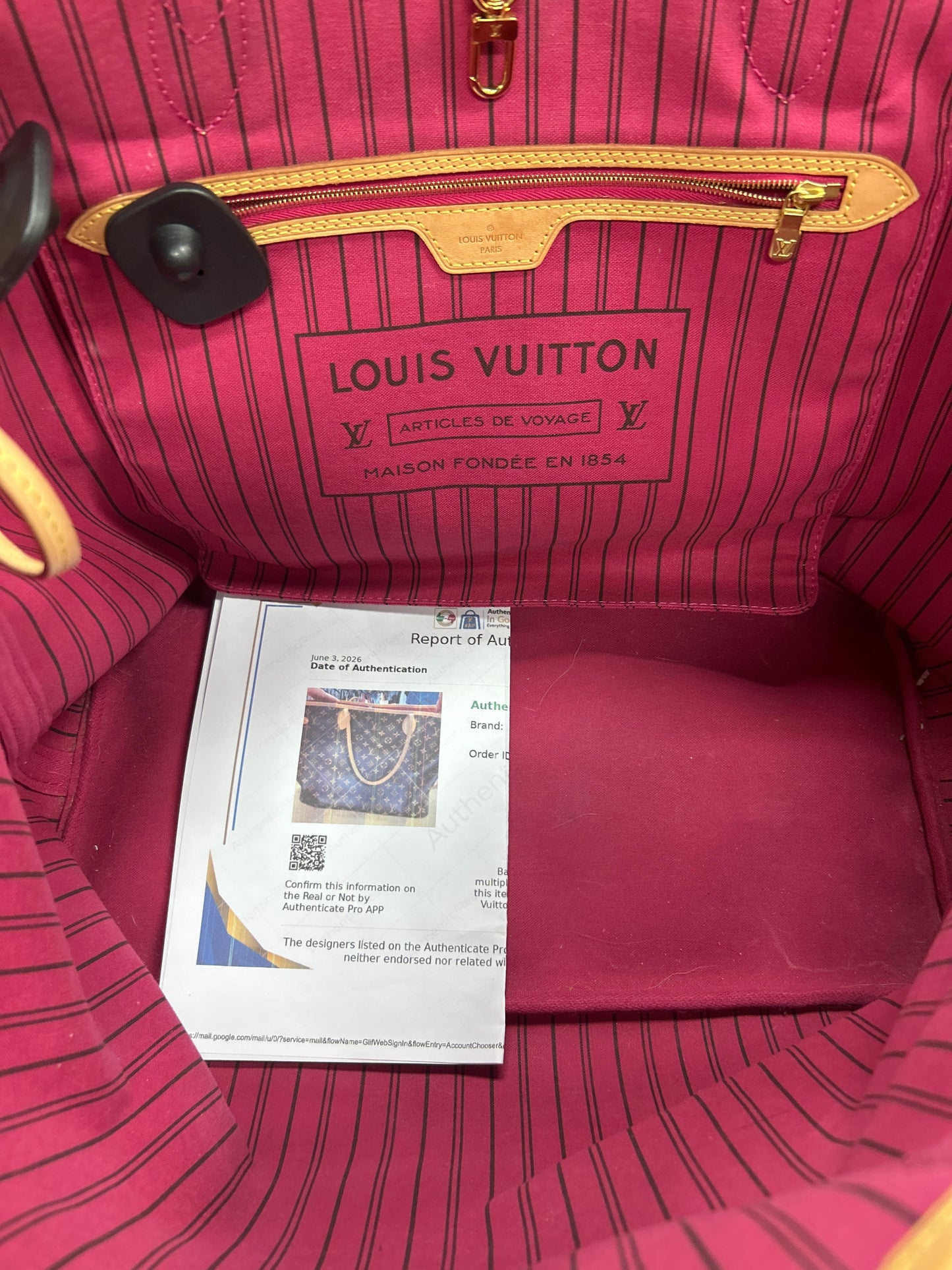 Handbag Luxury Designer By Louis Vuitton In Brown, Size:Large