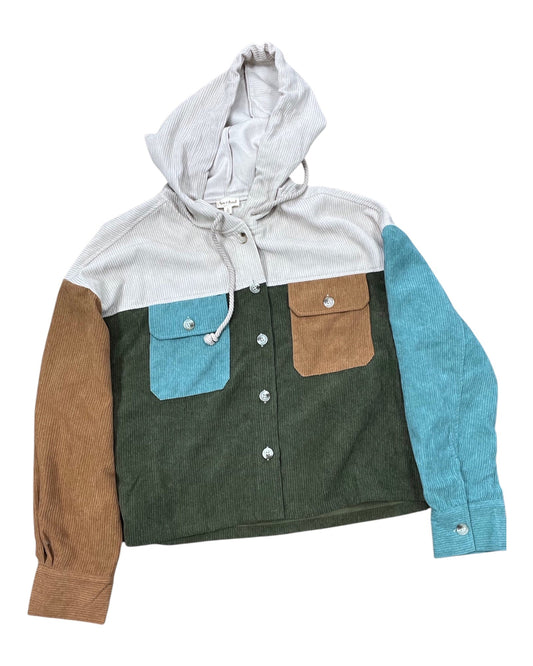 Jacket Shirt By Hem & Thread In Green & Tan, Size:L