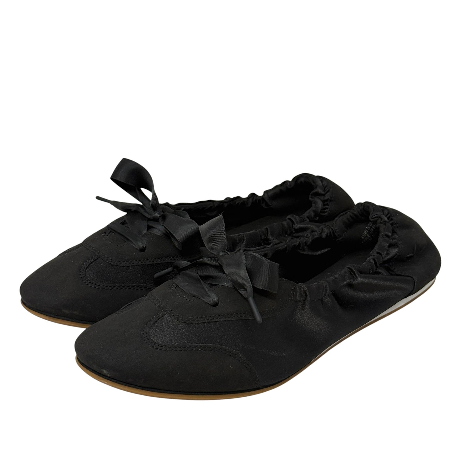 Yanka Round-Toe Satin Sneakerinas By Vivaia In Black, Size: 10.5