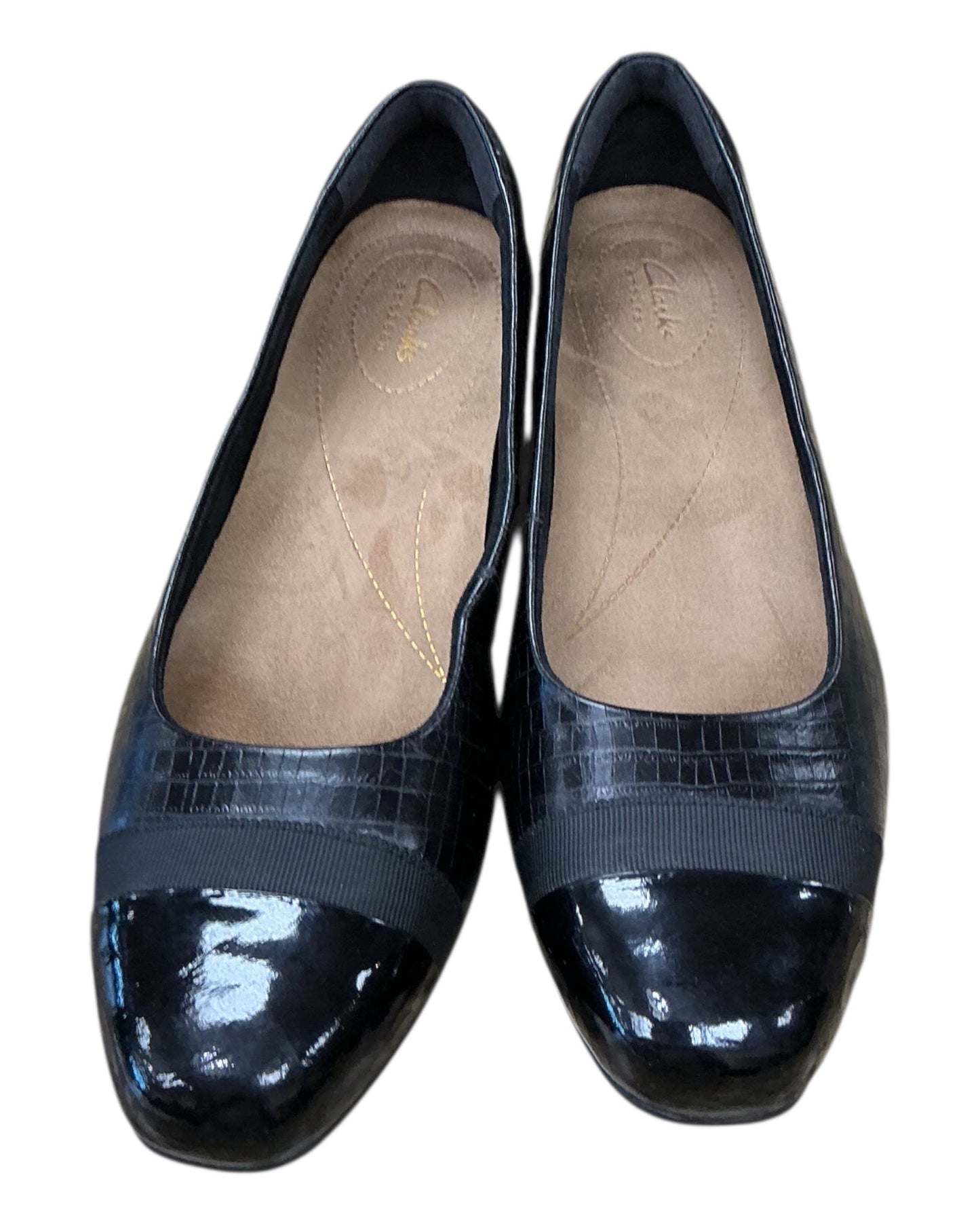 Shoes Flats By Clarks In Black, Size:9.5