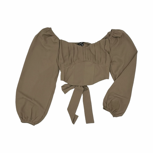 Blouse Ls By Blu Pepper In Tan, Size:M