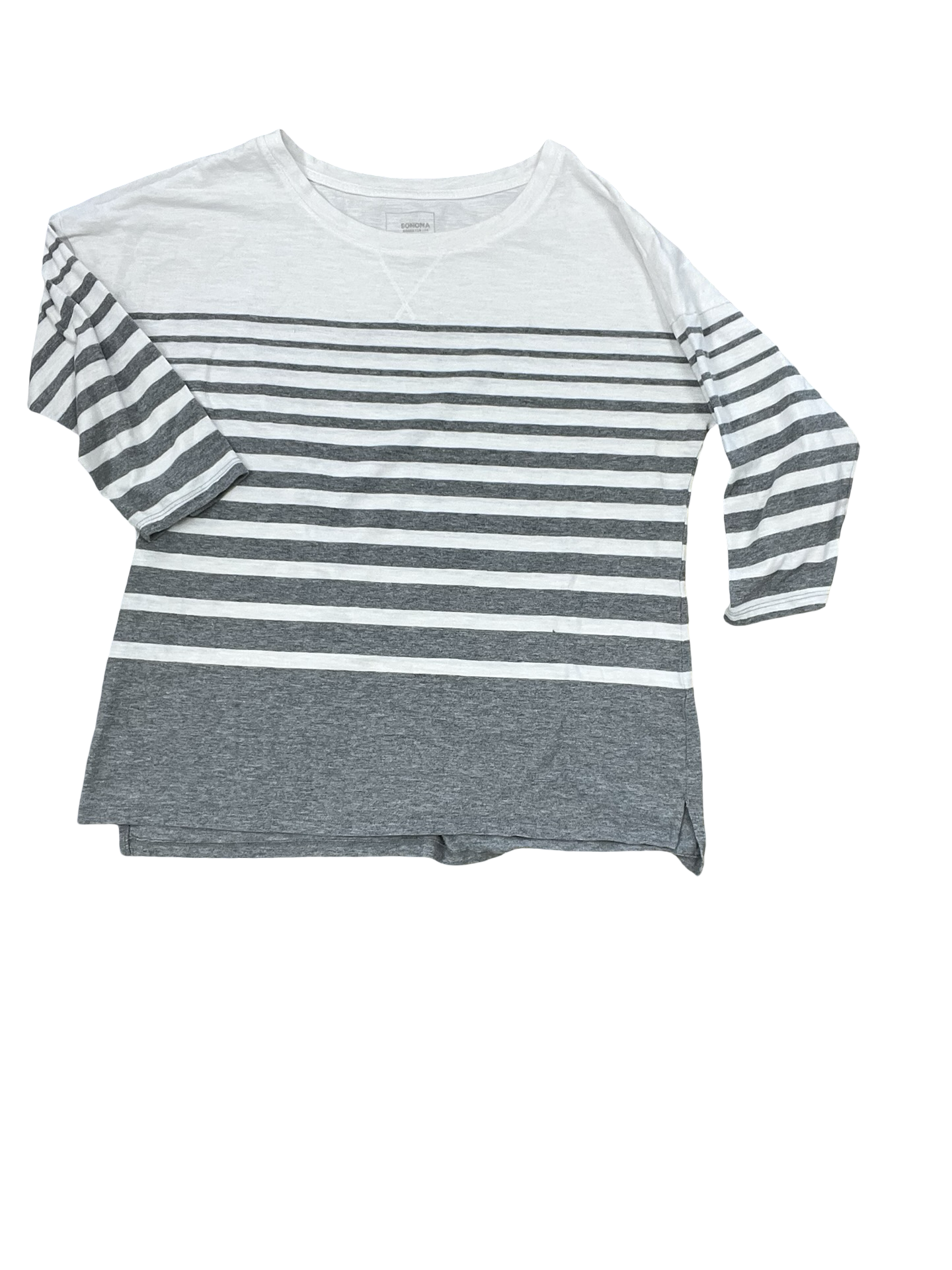 Top 3/4 Sleeve By Sonoma In Grey & White, Size:L