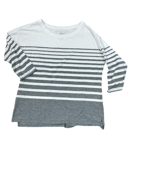 Top 3/4 Sleeve By Sonoma In Grey & White, Size:L
