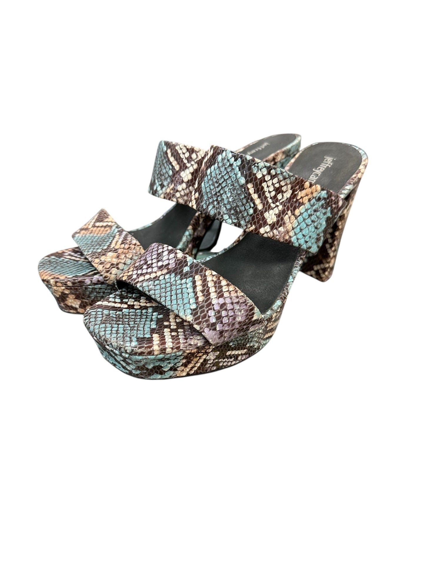 Sandals Heels Block By Jeffrey Campbell In Snakeskin Print, Size:9