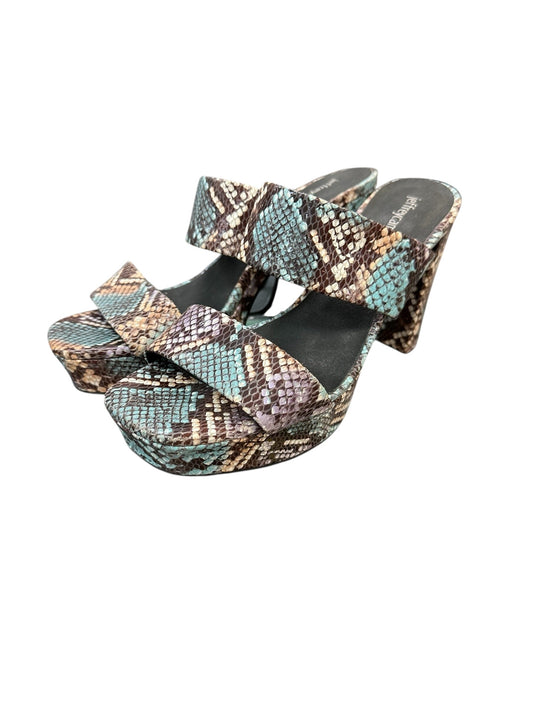Sandals Heels Block By Jeffrey Campbell In Snakeskin Print, Size:9