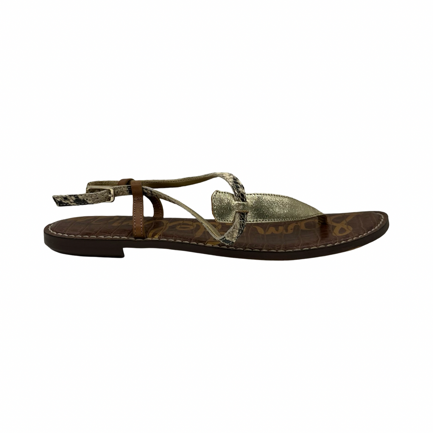 Sandals Flats By Sam Edelman In Brown & Tan, Size:9.5