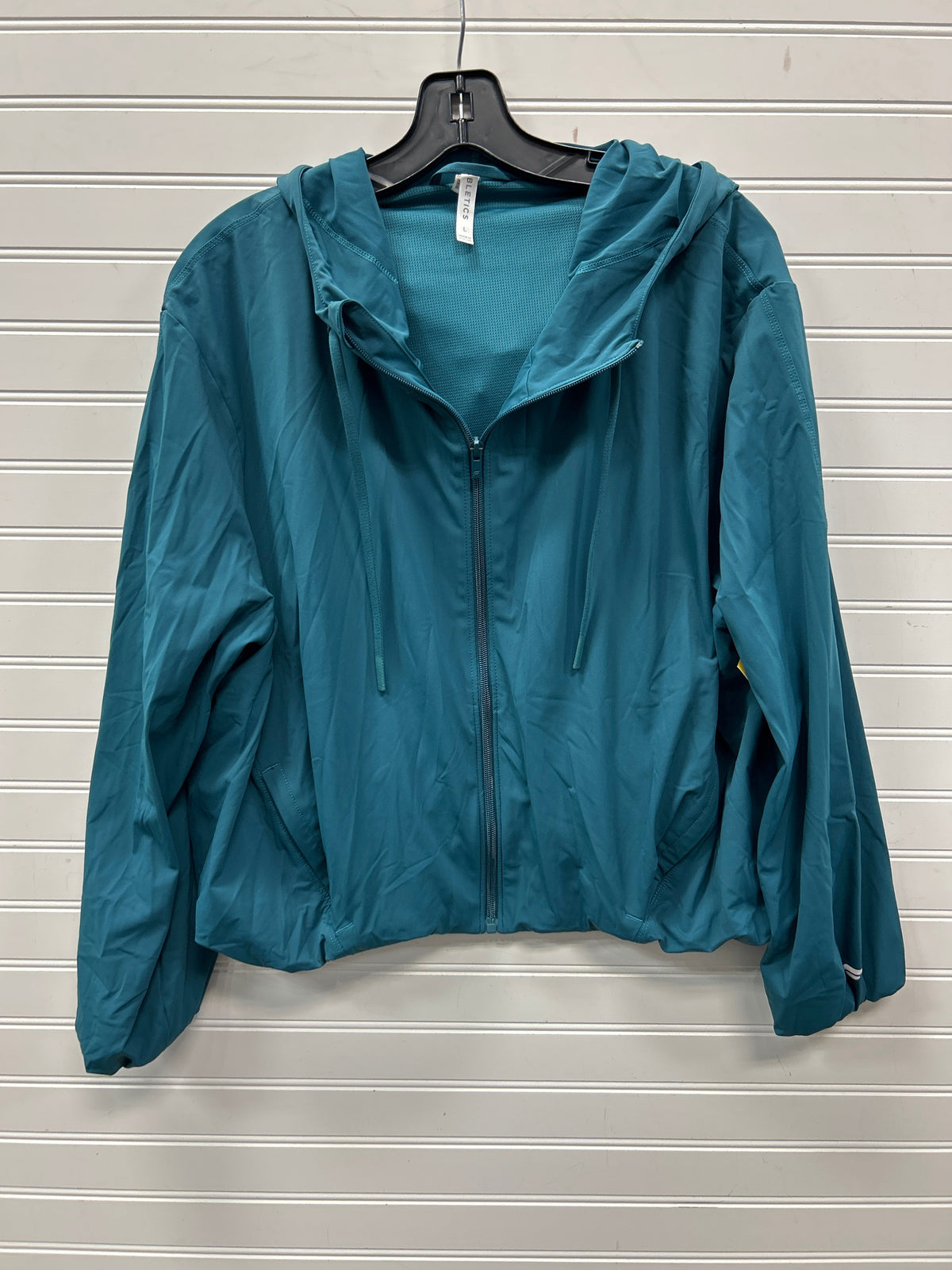 Athletic Jacket By Fabletics In Teal, Size:L