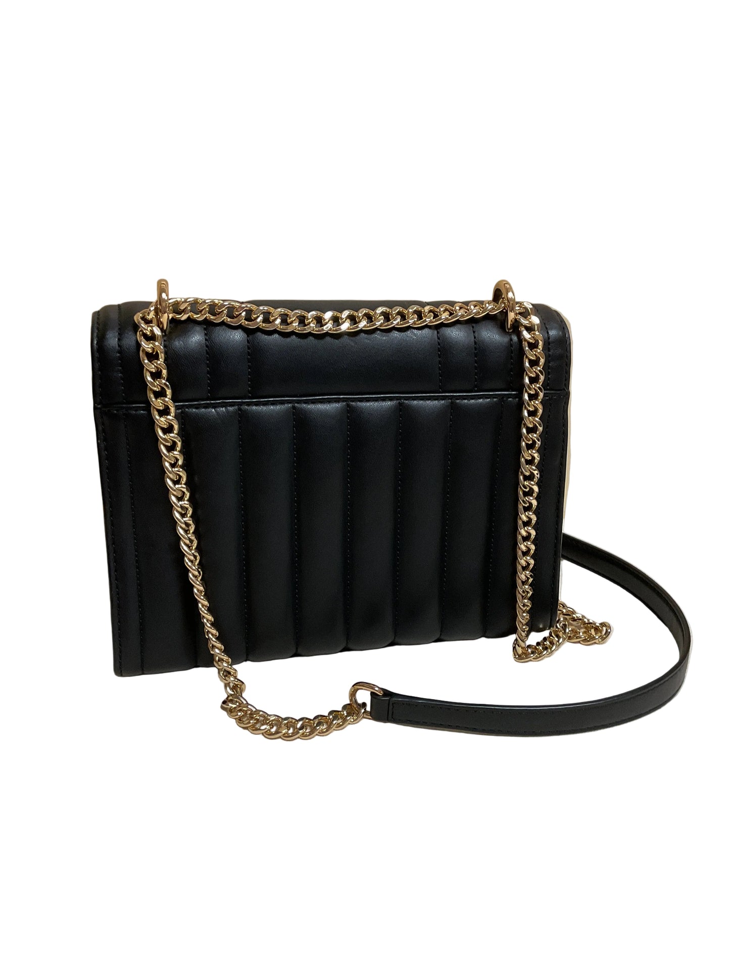 Handbag Designer By Michael Kors In Black & Gold, Size:Medium