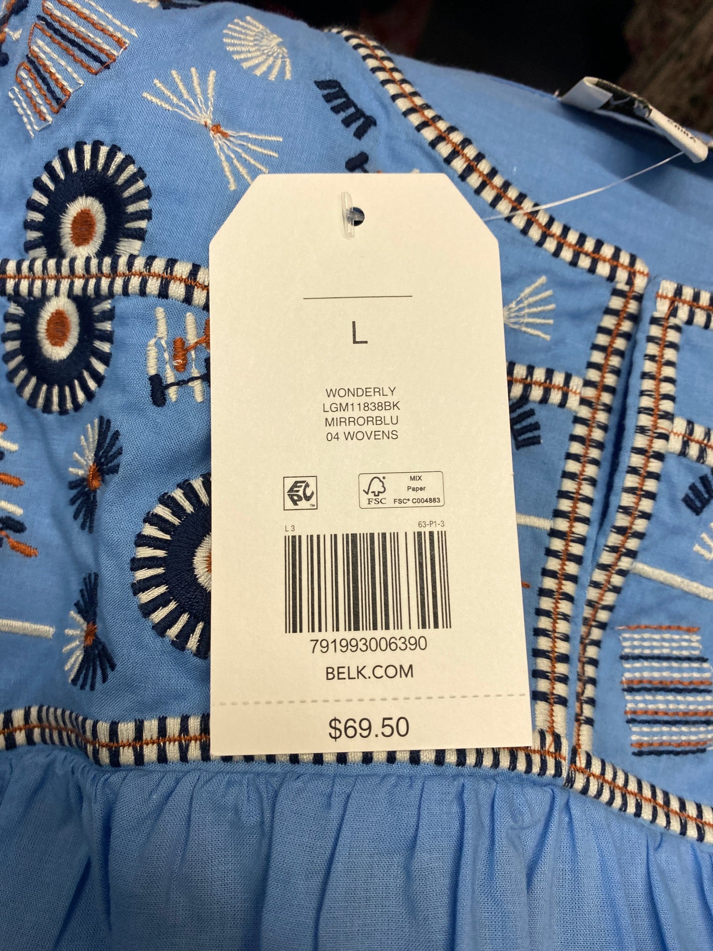 Top Sleeveless By Wonderly In Blue, Size: L