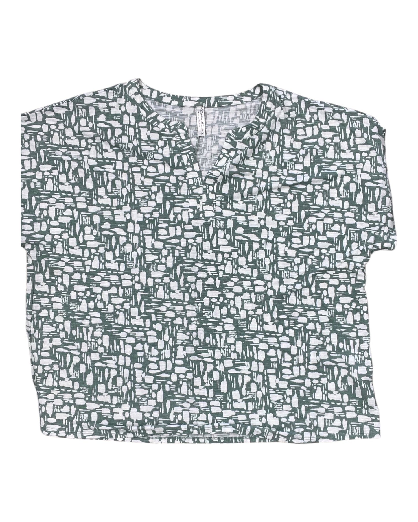 Top Ss By Clothes Mentor In Green & White, Size:3X