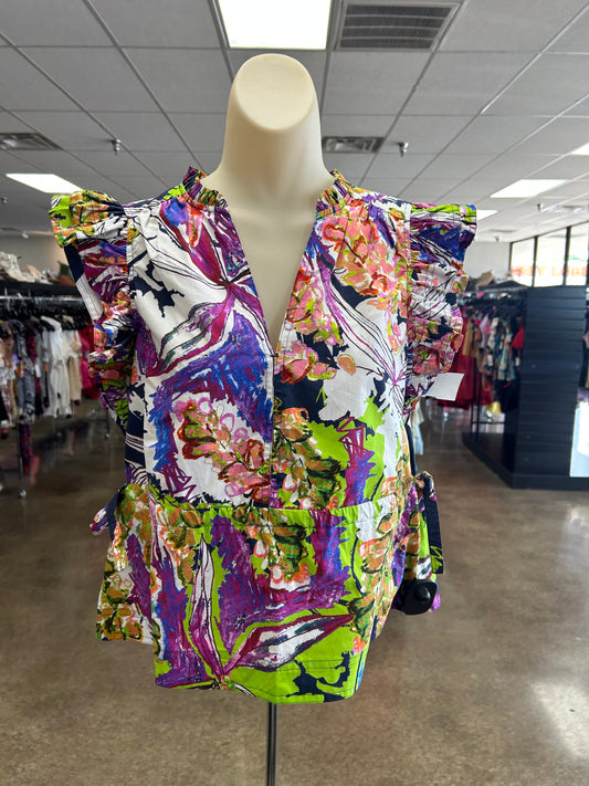 Top Ss By Clothes Mentor In Floral Print, Size:Xs