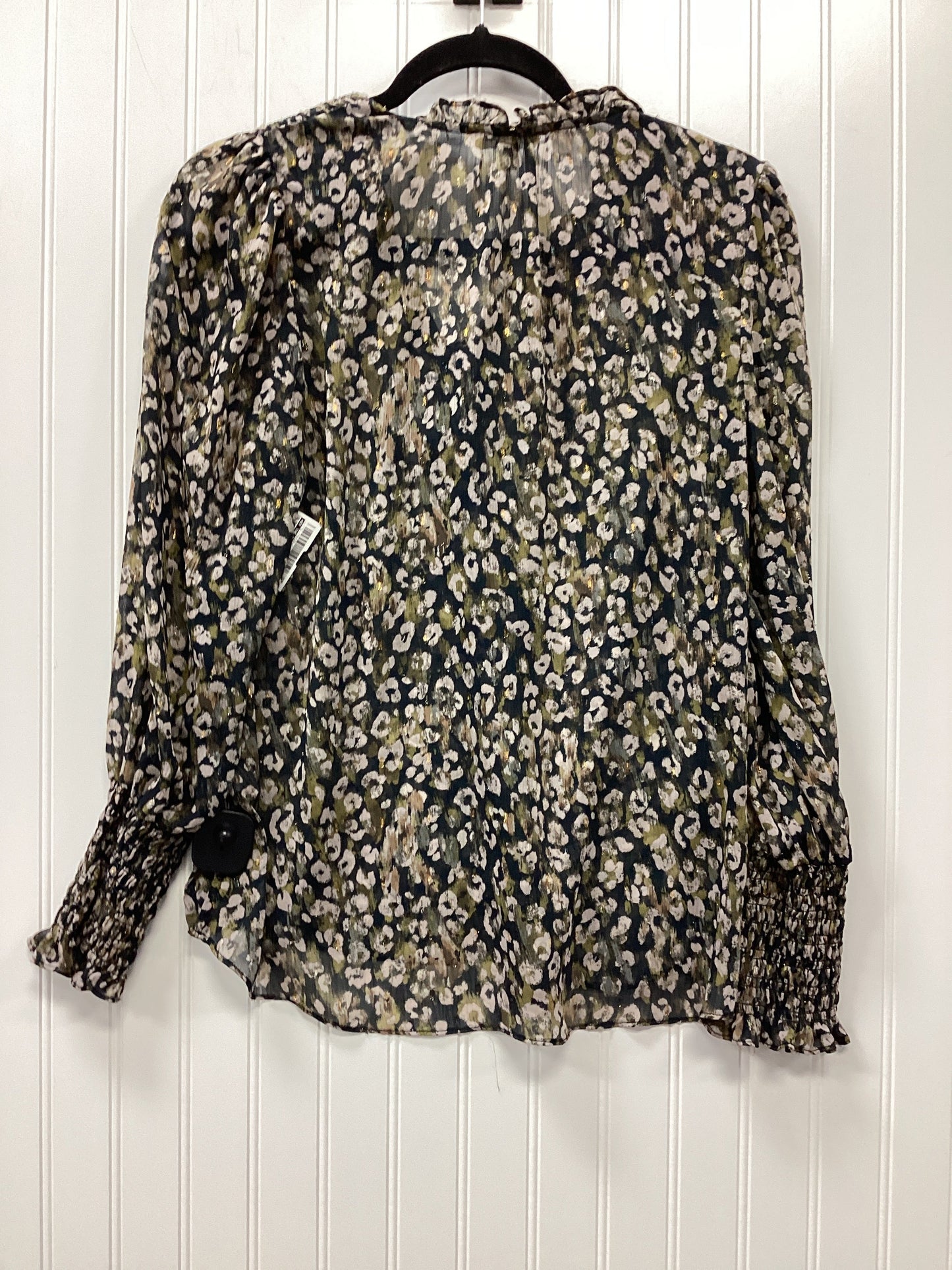 Blouse Ls By By The River In Brown & Gold, Size:S