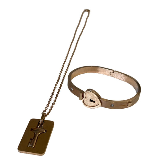 Necklace Charm In Rose Gold, Size:02 Piece Set