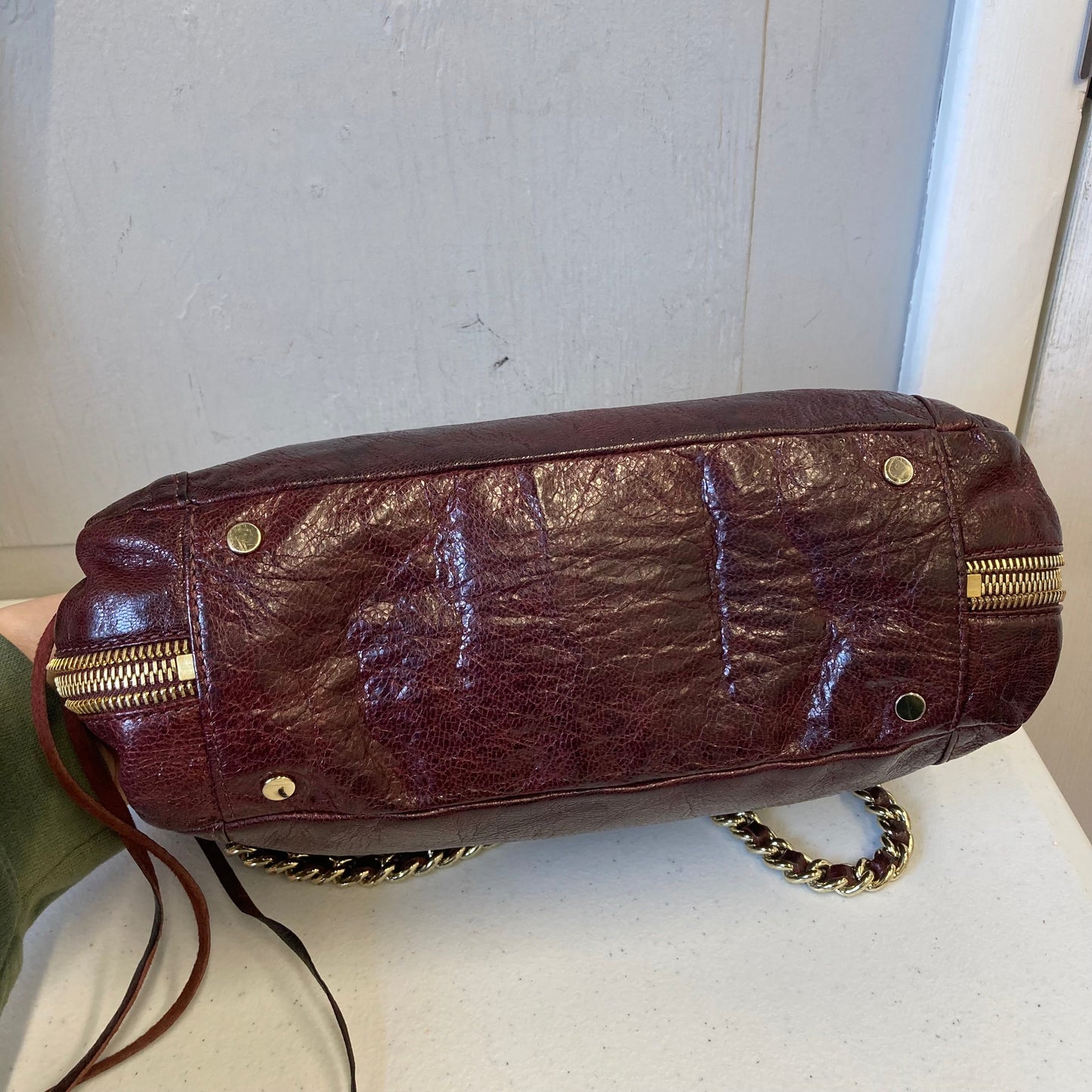 Handbag Designer By Rebecca Minkoff In Maroon, Size:Medium