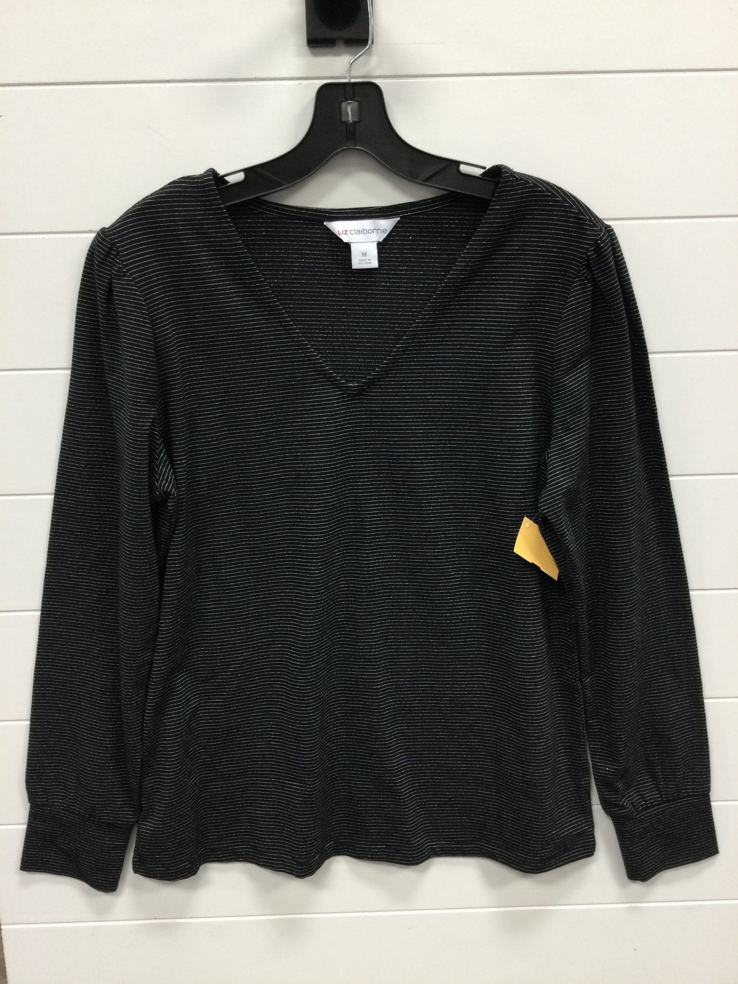 Top Ls By Liz Claiborne In Black & Silver, Size:M
