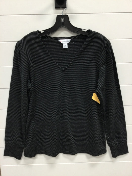 Top Ls By Liz Claiborne In Black & Silver, Size:M