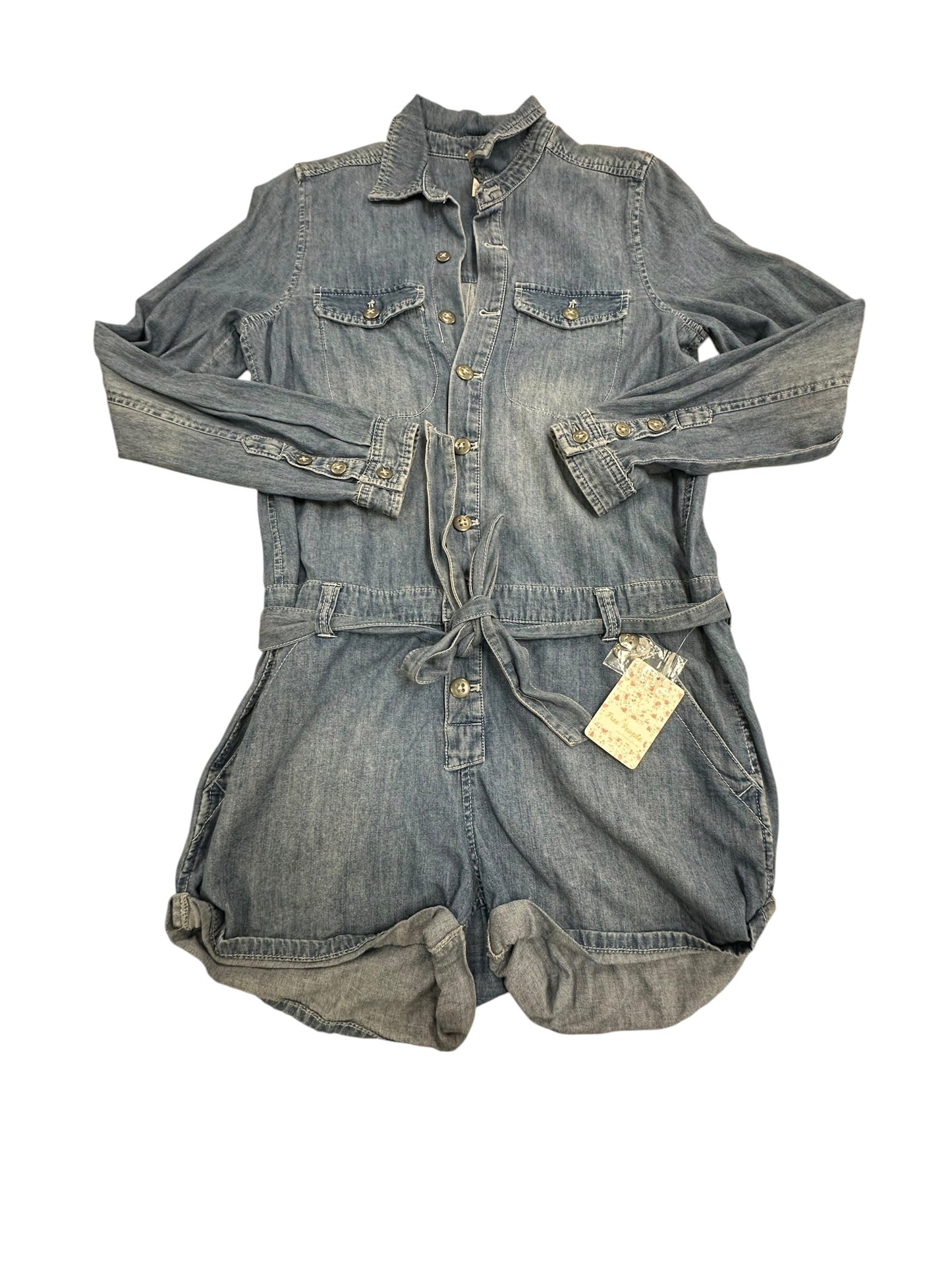 Romper By Free People In Blue Denim, Size:S