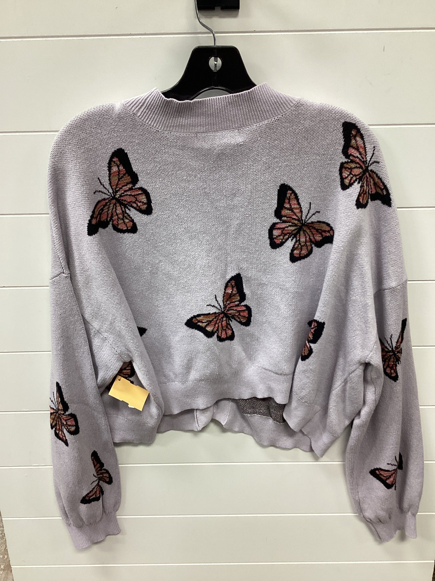 Sweater Cardigan By Arizona In Purple, Size:L