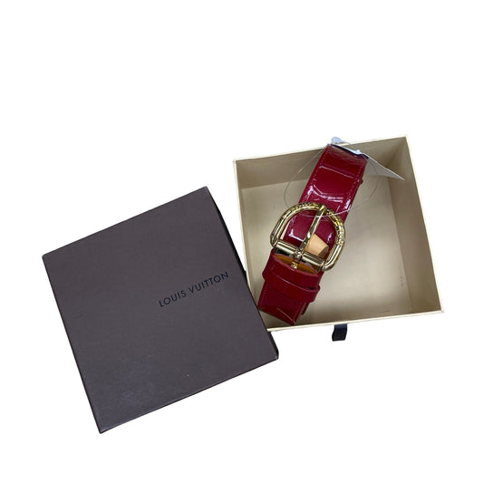 Belt Luxury Designer By Louis Vuitton In Vernis Red, Size: 90