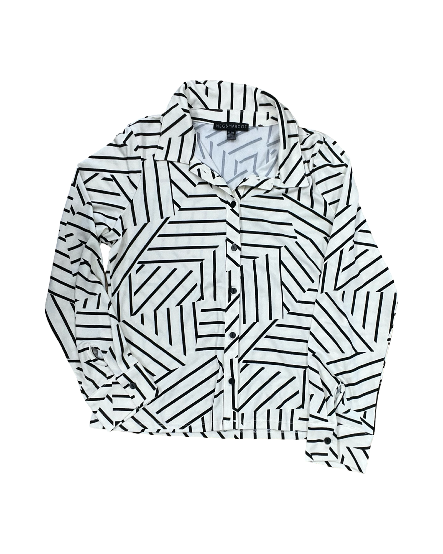 Blouse Ls By Clothes Mentor In Black & Cream, Size:Xl