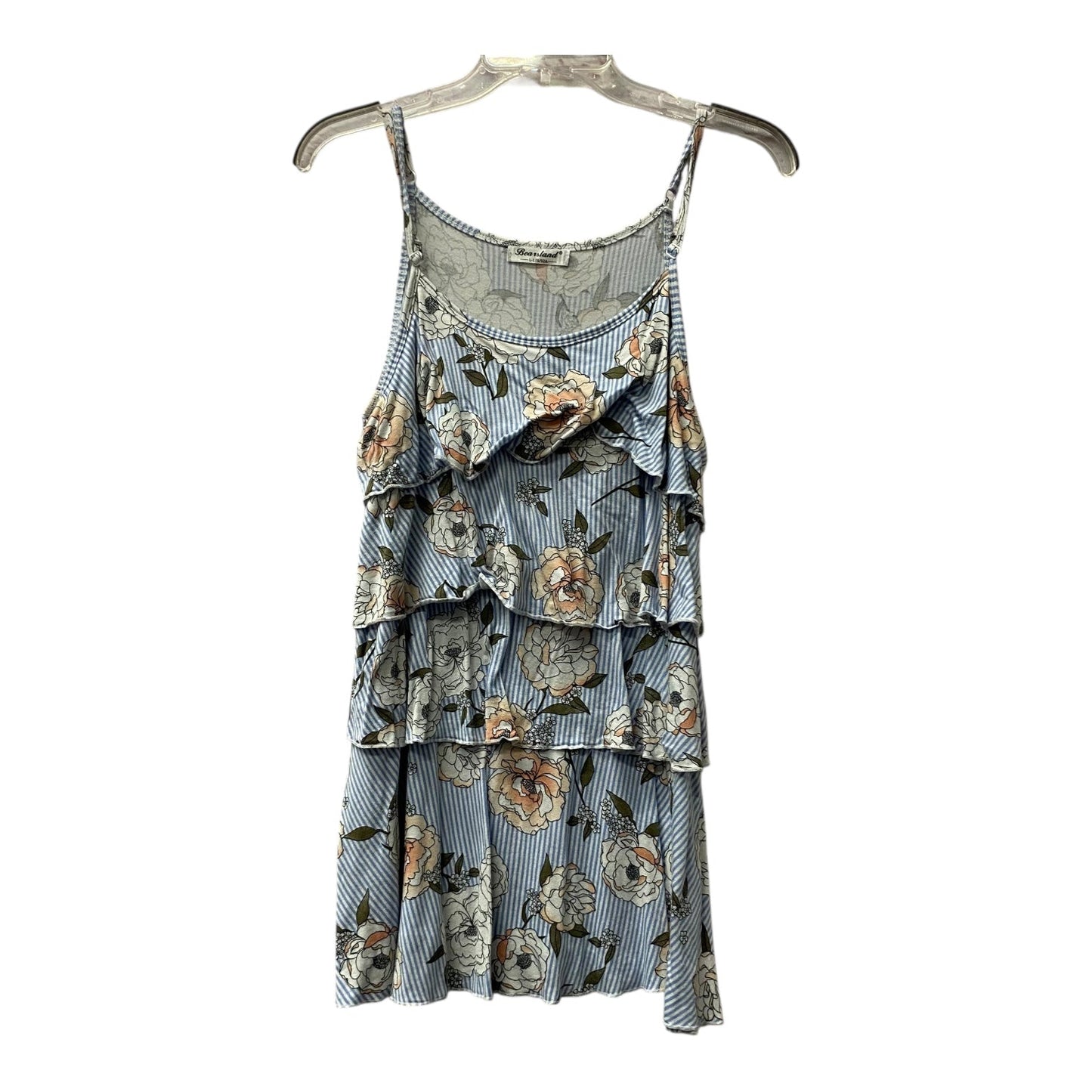 Mat Top Sleeveless By bearsland In Blue & Orange, Size:L