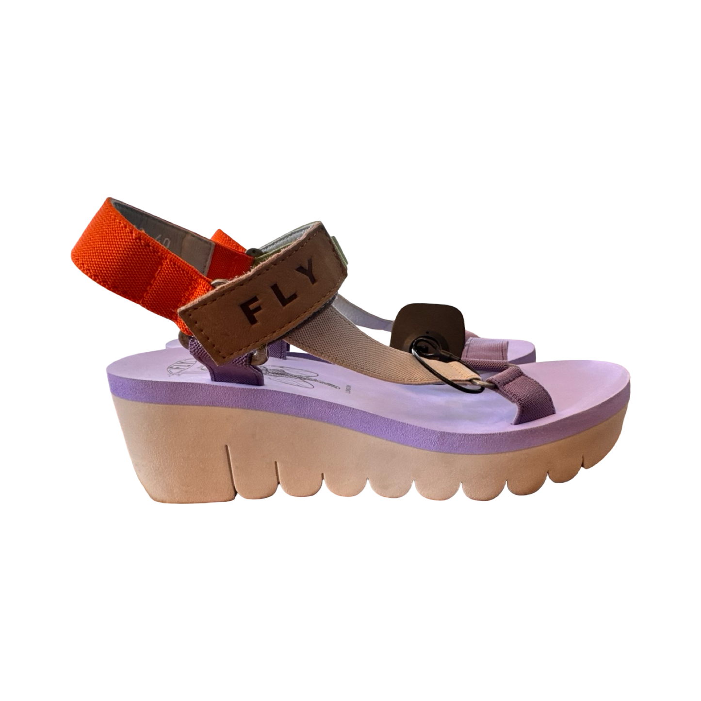 Sandals Heels Block By Fly London In Multi, Size:9