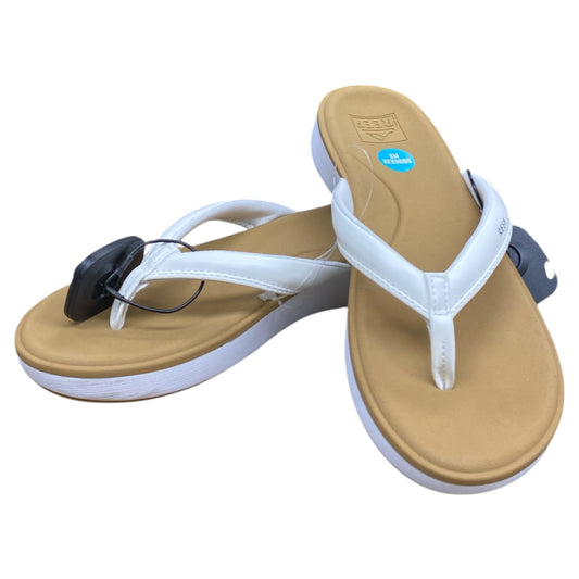Sandals Flip Flops By Reef In Brown & White, Size:8