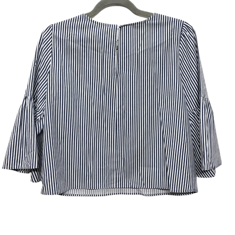 Top 3/4 Sleeve By Zara Basic In Blue & White, Size:S