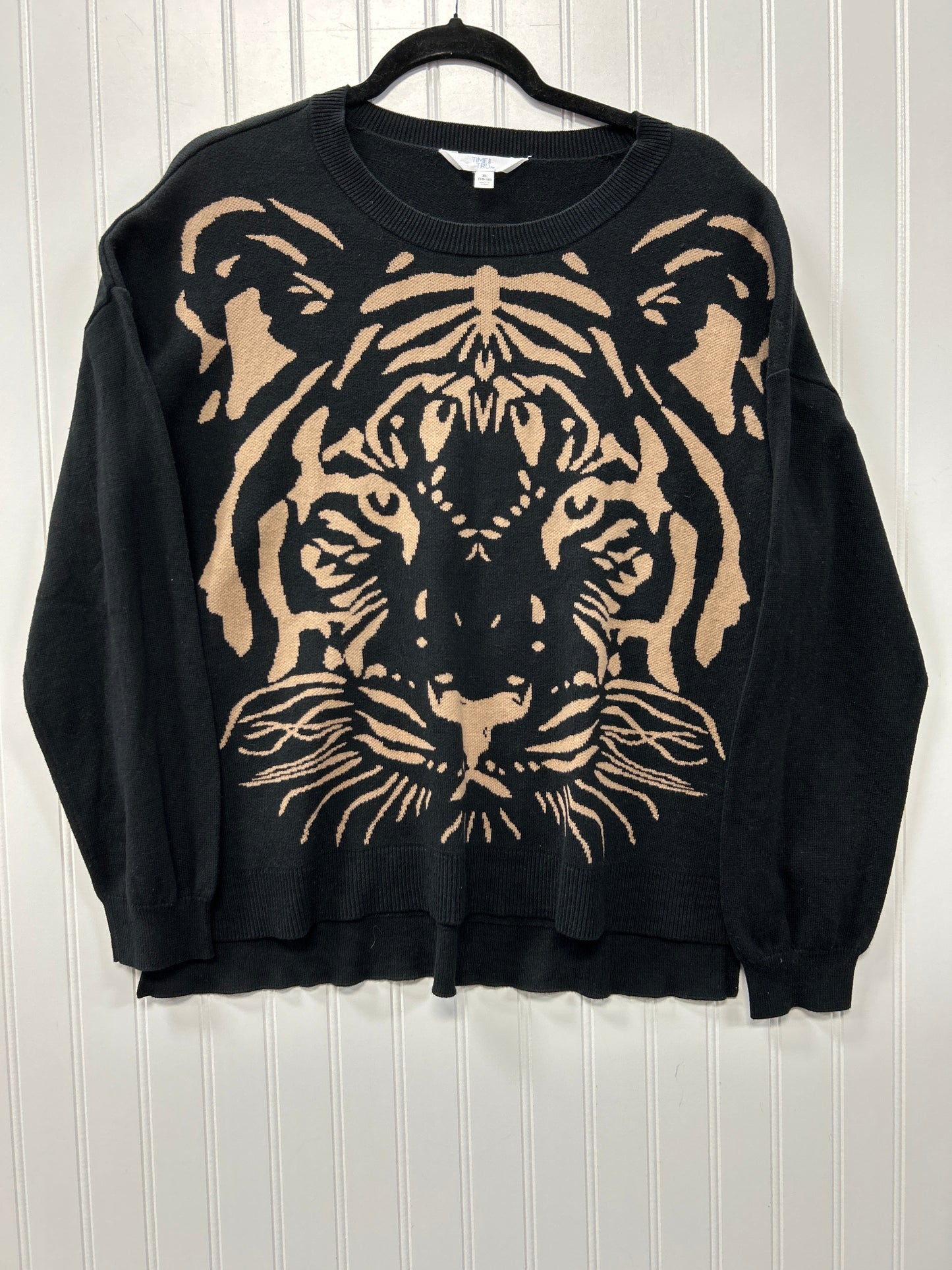 Top Ls By Time And Tru In Black, Size:Xl