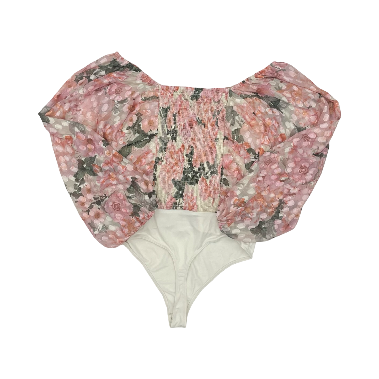 Bodysuit By Express In Cream & Pink, Size:L
