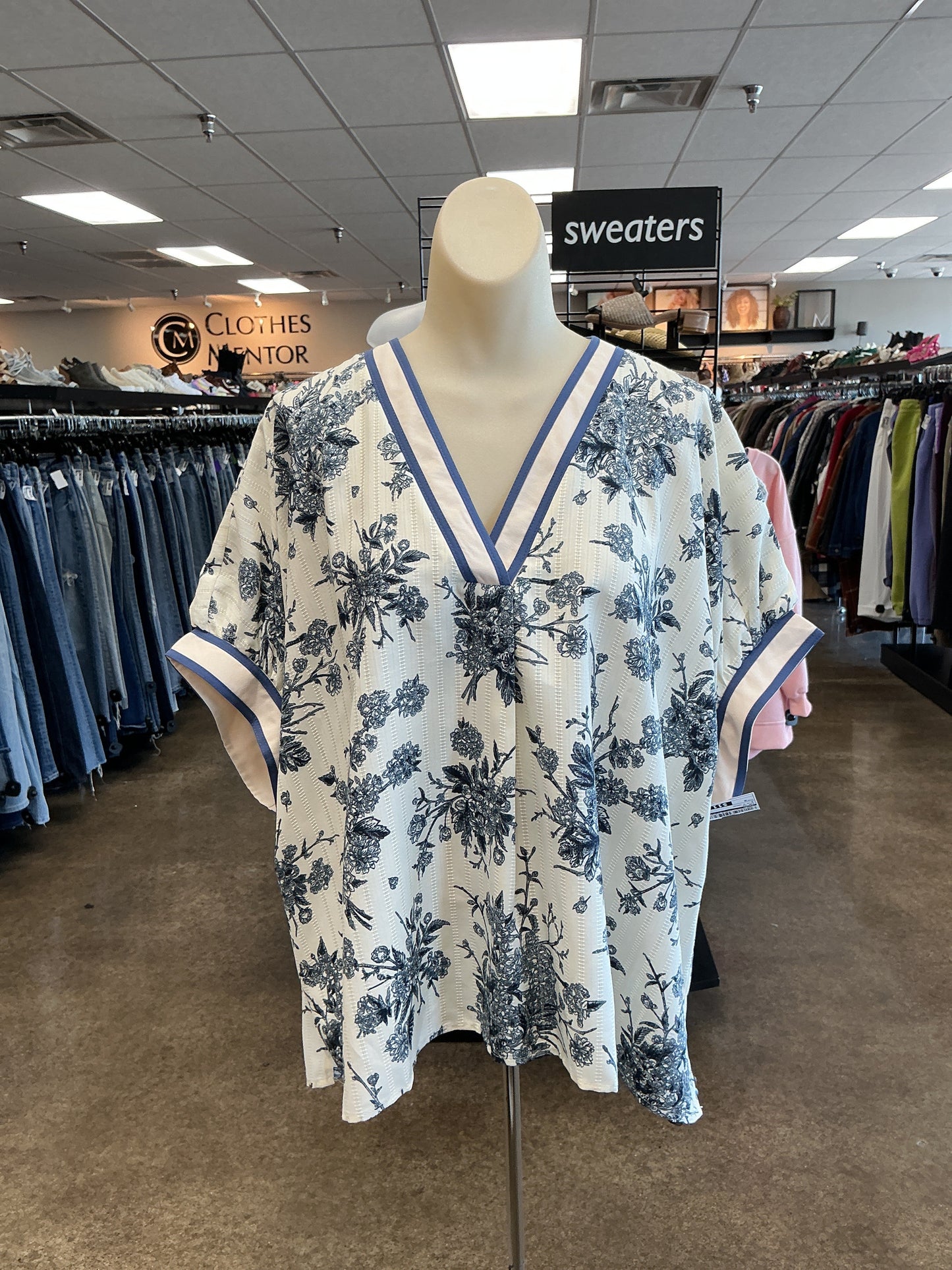 Top Ss By Entro In Blue & Cream, Size:M