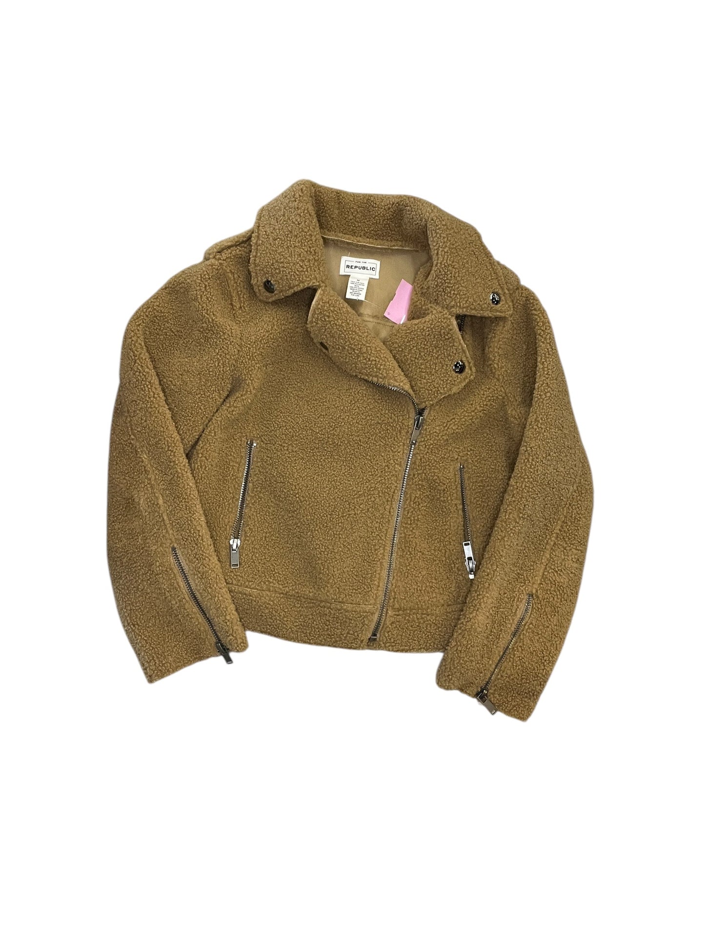 Jacket Faux Fur & Sherpa By Clothes Mentor In Brown, Size:M