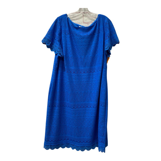 Dress Casual Midi By London Times In Blue, Size:2X