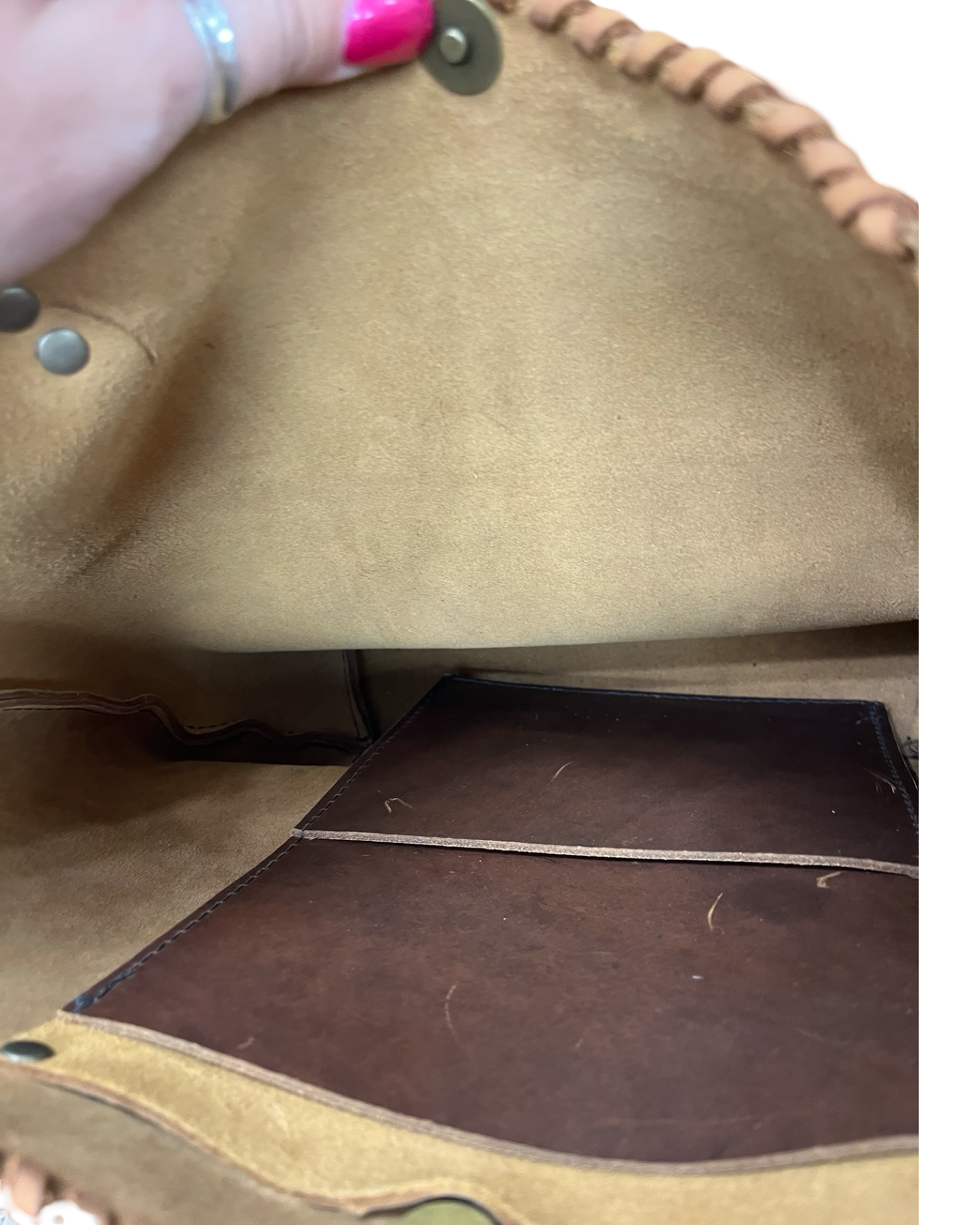 Tote Leather By Clothes Mentor In Brown, Size:Large