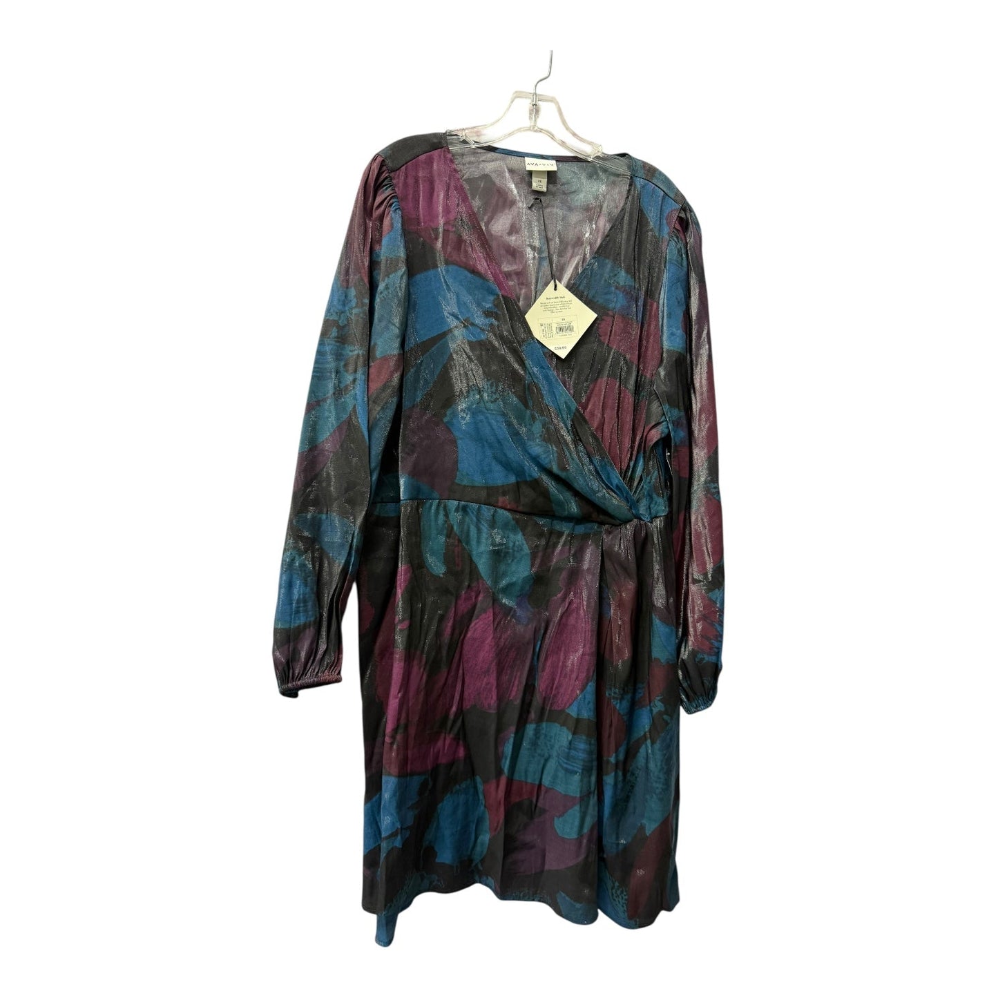 Dress Casual Short By Ava & Viv In Black & Purple, Size:2X