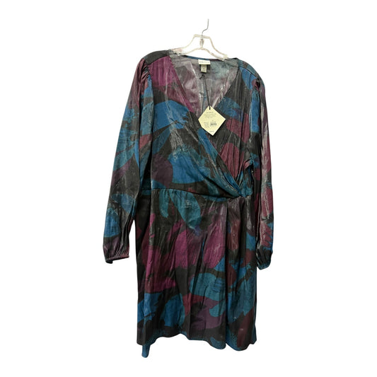 Dress Casual Short By Ava & Viv In Black & Purple, Size:2X