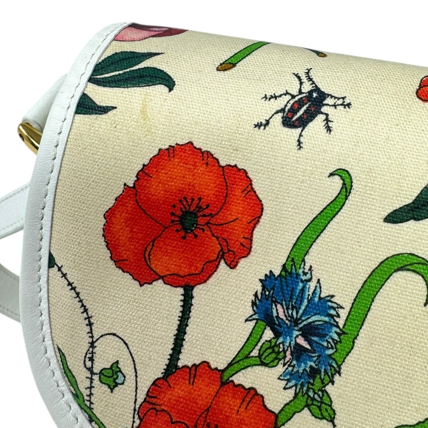 Vintage Joliecoeur Floral Canvas Crossbody Handbag Luxury Designer By Gucci, Size: Medium