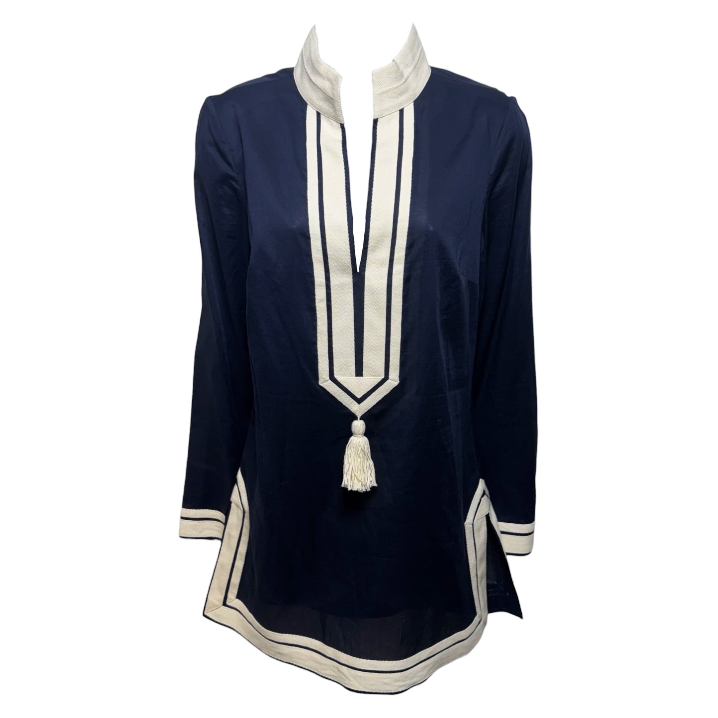 Solid Tassel Tunic Designer By Tory Burch In Tory Navy, Size: S
