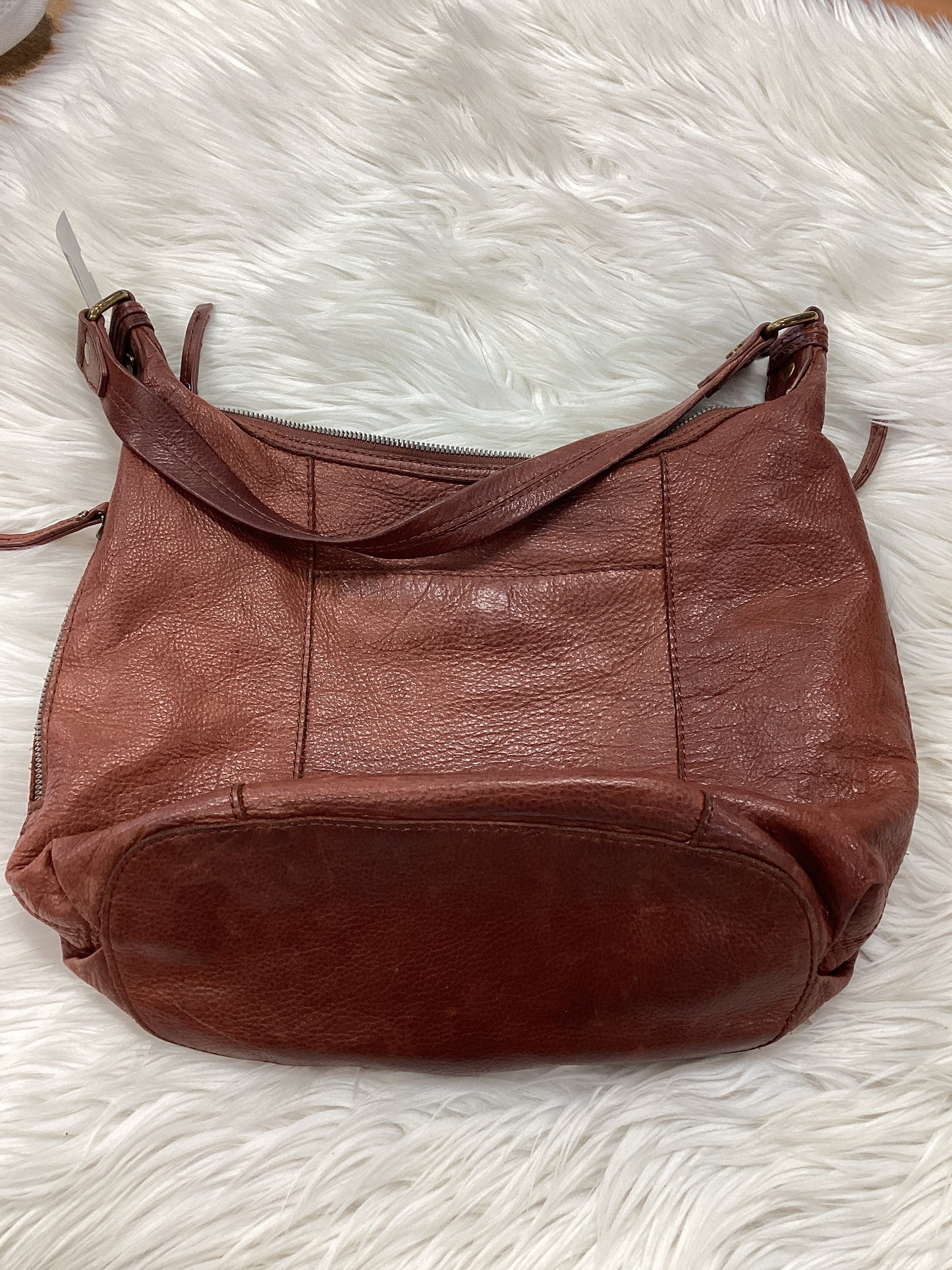 Handbag Leather By American In Brown, Size:Medium
