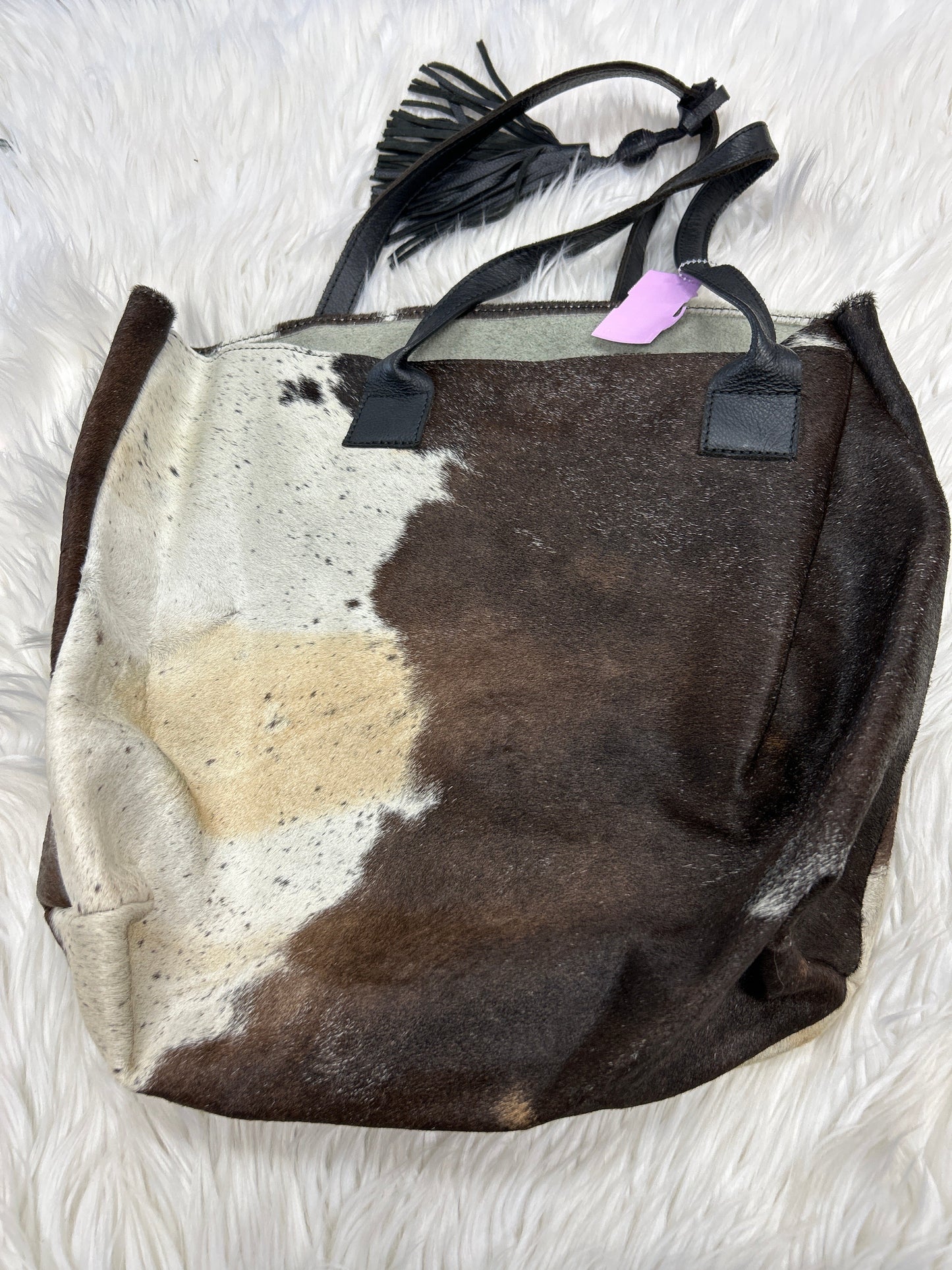 Handbag Leather By Cmb In Brown & White, Size:Large