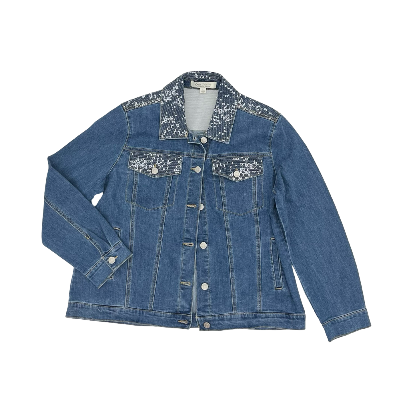 Jacket Denim By Cato In Blue Denim, Size:L