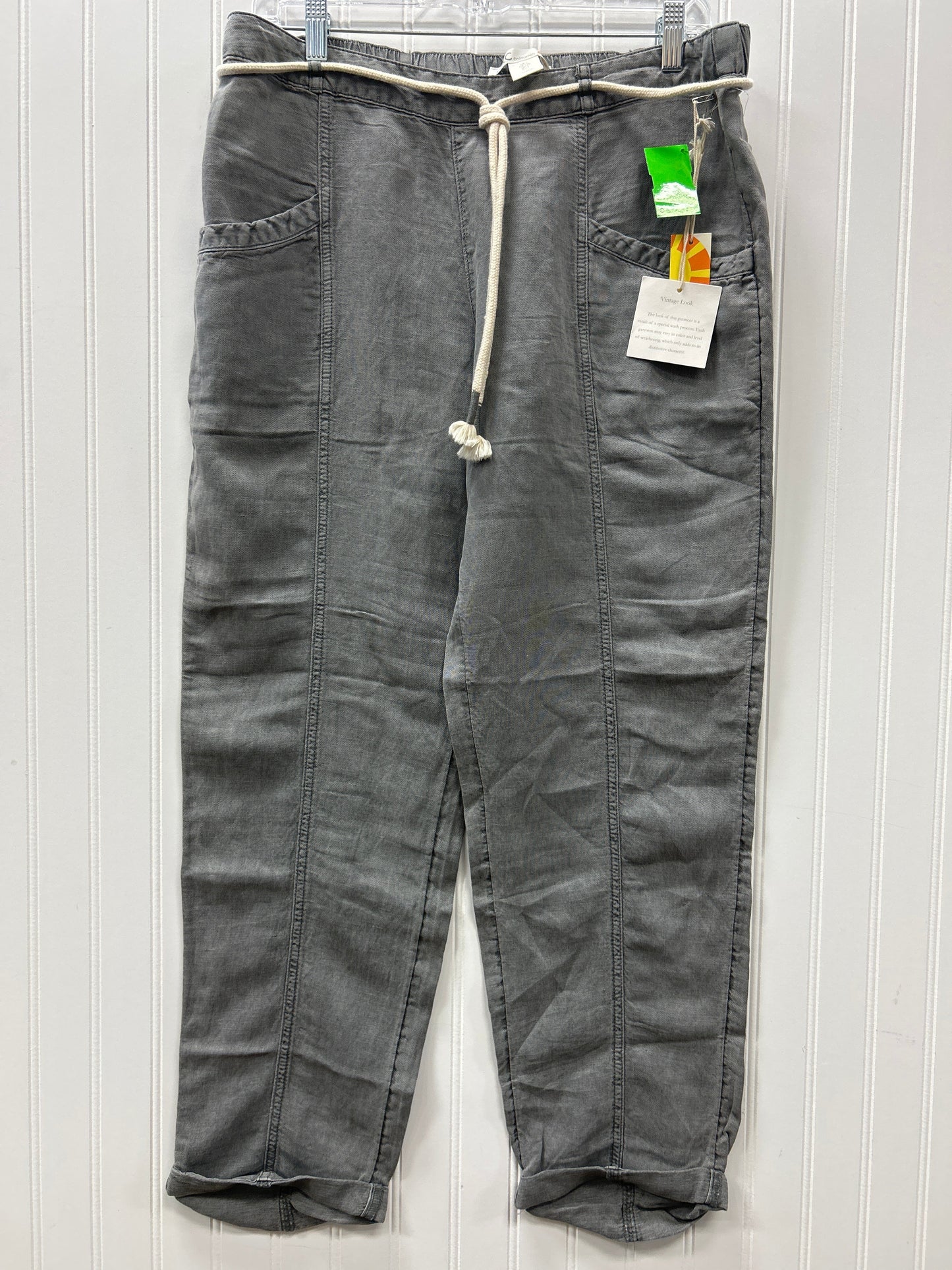 Pants Linen By C And C In Grey, Size:L NWT