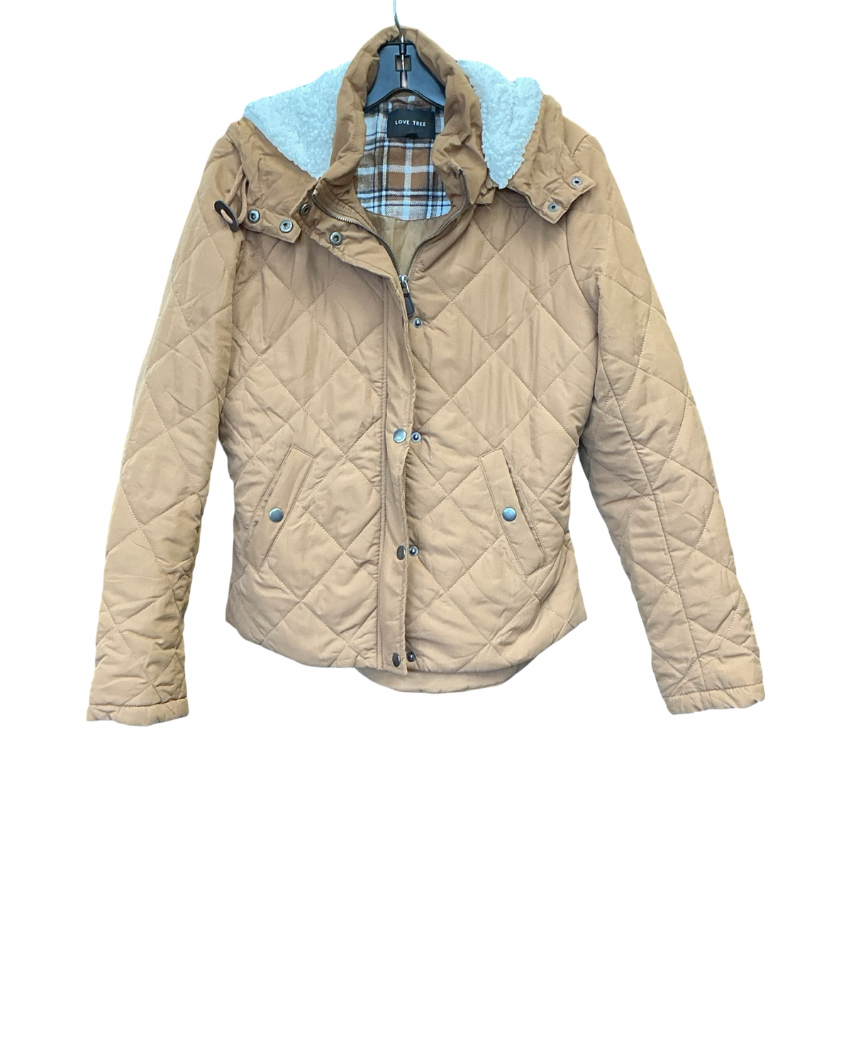 Coat Puffer & Quilted By Love Tree In Tan, Size:M